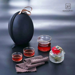 New Unique Design Transparent Glass Teapot Set with Cups