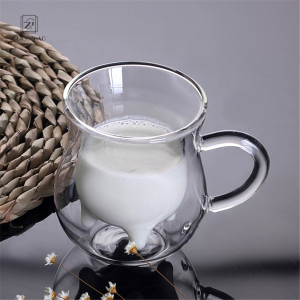 Wholesale Transparent New Design Double Wall Glass Cup with Handle