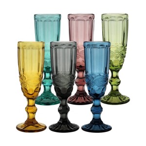 2024 Planner Solid Color Embossed Vintage Champagne Flute Glass Cocktail Coupe Colorful Diamond Champagne Glasses Wine Glasses