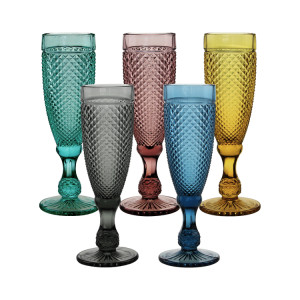 Hot Selling Popular Machine Made Dishwasher Safe Colored Wedding Glass Champagne Flute Glass Colorful Crystal Champagne Cup