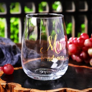 Cheap Drinking Tumbler Glass Cup Egg Glass 16oz Custom Logo Printing Stemless Wine Glass Cups in Bulk Customized Packaging Box