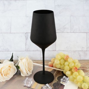 Wholesale Custom Elegant Long Stem Red Wine Glass Goblets Full Color Accent Blind Black Wine Glasses Goblet for Fun Party Event
