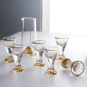 Creative Gold Rim Wine Cup Set Household Crystal Wine Whiskey Cup Blank Sublimation Espresso Glasses Small Bullet Shot Glass