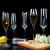 Popular Hot Sale Handmade Clear Transparent Slanted Design Slim Stem Celebrating Victory Champagne Glasses Flutes