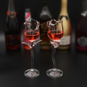 Bar Use Rose Petal Shaped Glass Goblets Rose Wine Glass Cocktail Glasses