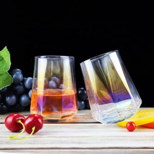 2021 New Design Luster Stemless Glass Cup Octagonal Whisky Glass Custom Whiskey Glasses