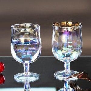 Hot Sale Luster Glasses Gold Rim Brandy Glass Colored Smart Wine Glass Brandy Tulip Wine Glass