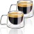 Heat Resistant Drinkware for Coffee Tea Mug Double Wall Glass Cup with Handle