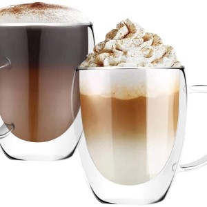 350ml/12 Oz Hot Sells Premium Double Wall Insulated Glass Coffee or Tea Glass Mugs