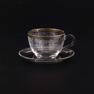 97948 Coffee Set (6 Cups + 6 Saucers), Decor: Rumeysa, Color: Platinum