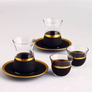 18 Pc Tea Set (6 Tea Cups + 6 Coffee Cups + 6 Saucers) - Decor: Serra, Color: Yellow