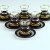 18 Pc Tea Set (6 Tea Cups + 6 Coffee Cups + 6 Saucers) - Decor: Pika, Color: Gold