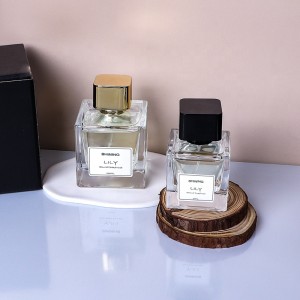 Empty Clear Square Competitive Men Glass Bottles Perfume Bottles Bamboo Lid Wooden Lid