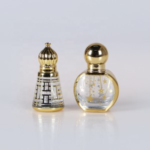8ml Middle Eastern Luxury Style Fancy Refillable Electroplated Glass Roll on Perfume Bottle