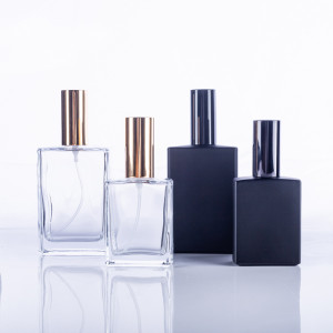 Customized Color 15ml 30ml 50ml 100ml Transparent Flat Square Perfume Bottle Spray Glass Bottle