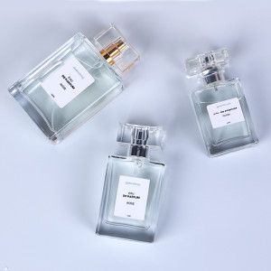 30ml 50ml 100ml Transparent Flat Square 15mm Threaded Neck Fragrance Bottle Glass Perfume Bottle