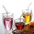 Double Lager Glass Cup with Glass Cover and Straw Large Capacity Heat-resistant Cup with Lid