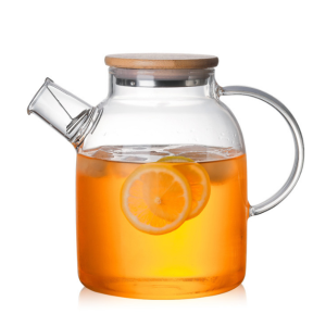 Factory Direct Sale Heat-resistant Glass Cold Water Kettle, Tea Pot with Bamboo Cover, Stainless Steel Cover