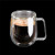 Factory Outlet 250ml Double Glass Simple Coffee Cup with Handle