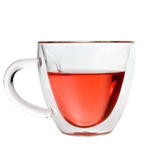 Creative Heart-shaped Double Layer Glass with Handle Cold Drink Cup