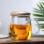 Customized Logo Borosilicate Clear Mug Glass Tea Cup with Glass Inserter