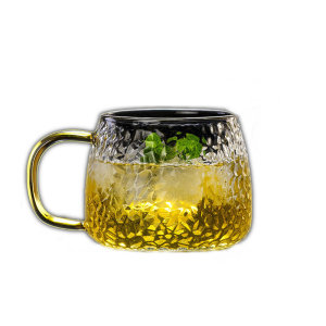 Customization Hammer Pattern High Borosilicate Drinking Tea Coffee Glass Cup