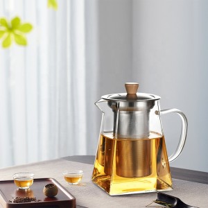 900ML CnGlass Wholesale High Quality Glass Teapot with Removable Stainless Steel Infuser Borosilicate Glass Teapot Heat Resista