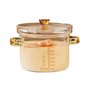 Covered Glass Stew Pot Heat Resistant Glass Stove and Covered Pot, Suitable for Pasta, Soup, Milk, Baby Food