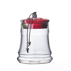 300ml Handmade High Borosilicate Glass Food Storage Jar with Colorful Cloth Lid