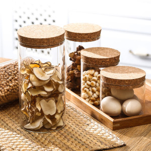 Wholesale Eco-friendly Wide Mouth Glass Jar Round Borosilicate Glass Jar with Wood Lid