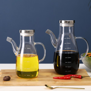 High Borosilicate Heat Resistant Leak Proof Controllable Oil Pot with Scale Kitchen Supplies Soy Sauce Vinegar Oil Bottle 500ml