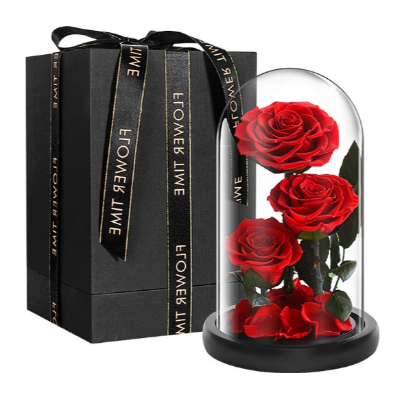 2024 Romantic eternal preservation of roses roses in a glass dome as a gift