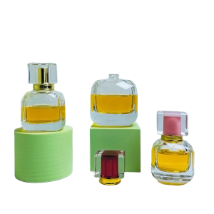 Wholesale Good Quality 50Ml Luxury Unique Clear Refilled Portable Screw Neck Perfume Glass Empty Bottles with Colorful Caps