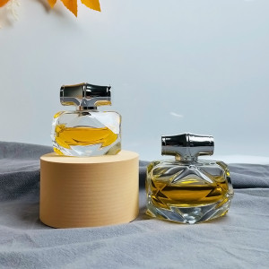 New Design Custom Transparent Rectangular Bottle Silver Lid Luxury Perfume Liquid Glass Polygon Spray Bottle