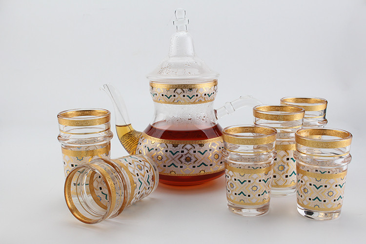 Wholesale glassware Food Grade nordic drinkware tumblers borosilicate tea pot and teacup set