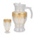 Wholesale 7pcs Water Jug Set with Lid Transparent Glass Pitcher with Handmade Decal Water Glass Set