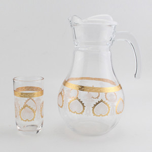 New Arrival 1800ml Water Jug Kettle with 6 Cups Handmade Decal Juice Pitcher Jug Set with Lid