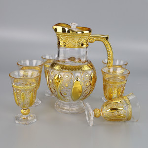 Wholesale 7pcs Plating Glass Set Gold and Silver Drinking Glass Set with Jug Water Glass Set