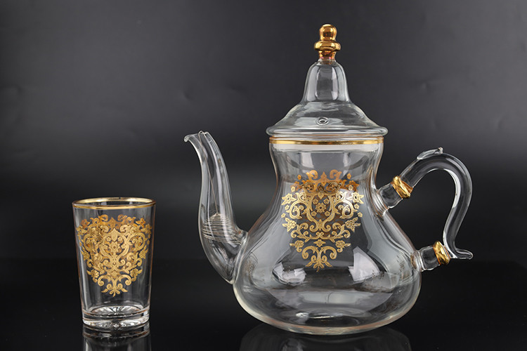 Wholesale 7pcs Moroccan Style Teapot And tea cup set hot selling hand making decal design