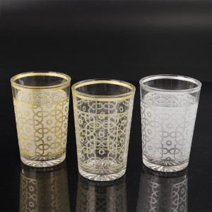 New 12pcs 6OZ Glass Tumbler Moroccan Colorful Decal Glass TeaCup Tumbler Turkish Tea Cup Sets