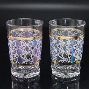 New 12pcs 6OZ Glass Tumbler Moroccan Colorful Decal Glass TeaCup Tumbler Turkish Tea Cups