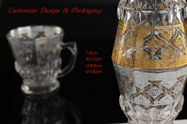 High Quality 180ml Espresso New handmade decal Glass Teacup sets Coffee Mugs