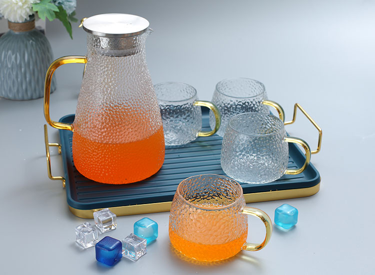 Hot Selling Wholesale glassware Glass Water Set Food Grade Glass Jug With Lid Juice Glasses cup Set