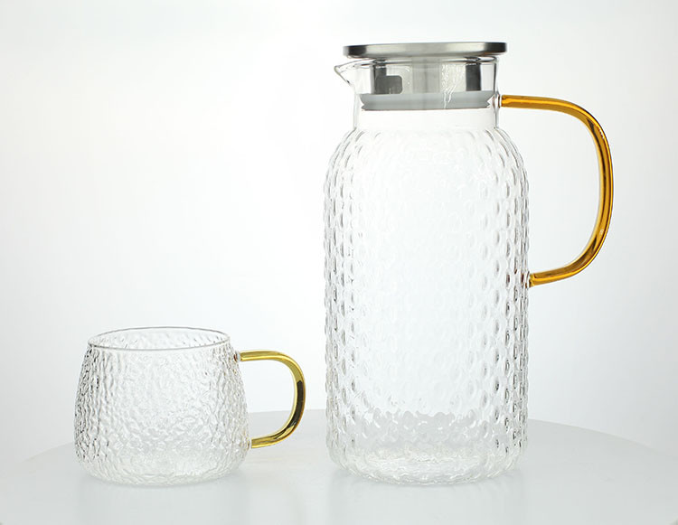 Hot Selling Wholesale glassware Glass Water Set Food Grade Glass Jug With Lid Juice Glasses cup Set